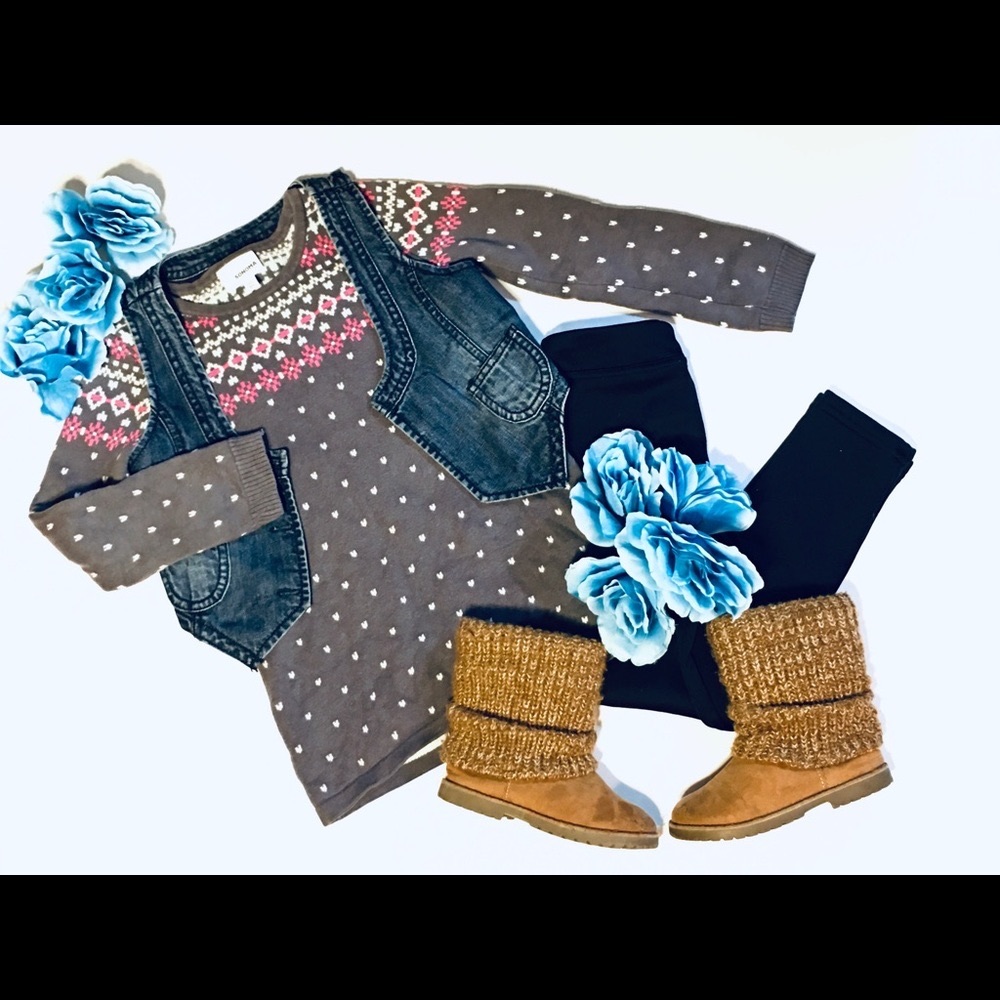 SONOMA 100% Cotton Size 6x Gray/Multi Color Norwegian Little Girls Sweater